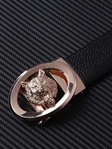 WINSOME DEAL Men Slider Buckle Closure Textured Formal Belt