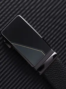 WINSOME DEAL Men Slider Buckle Closure Textured Formal Belt