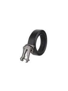 WINSOME DEAL Men Slider Buckle Closure Textured Formal Belt