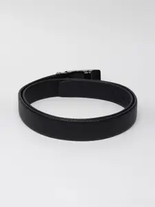 WINSOME DEAL Men Slider Buckle Closure Textured Formal Belt