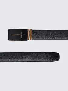 WINSOME DEAL Men Slider Buckle Closure Textured Formal Belt