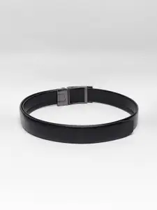 WINSOME DEAL Men Slider Buckle Closure Textured Formal Belt