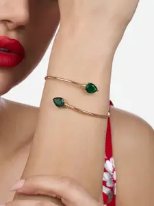 Zaveri Pearls Set Of 2 Rose Gold-Plated Cubic Zirconia Kada Bracelets