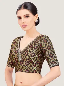 Studio Shringaar Embroidered Short Sleeves Saree Blouse