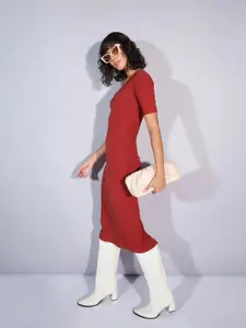 SASSAFRAS V-Neck Sheath Midi Dress