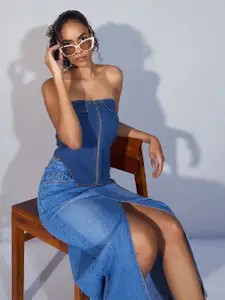 SASSAFRAS Cotton Denim Tube Top