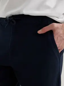 DeFacto Men Cotton Mid-Rise Flat-Front Trousers