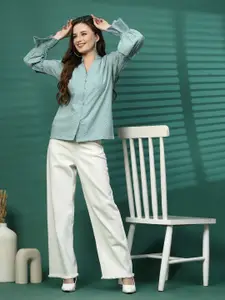 plusS Women Opaque Striped Casual Shirt