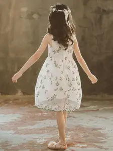 INCLUD Girls Floral Printed Sleeveless Fit & Flare Dress