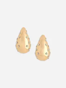 ToniQ Gold-Plated Cubic Zirconia Studded Teardrop Shaped Studs
