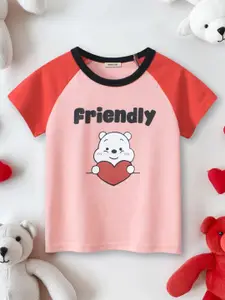 INCLUD Girls Graphic Printed Round Neck Cotton T-Shirt