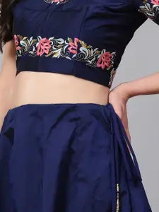 FABPIXEL Embroidered Semi-Stitched Silk Lehenga & Unstitched Blouse With Dupatta