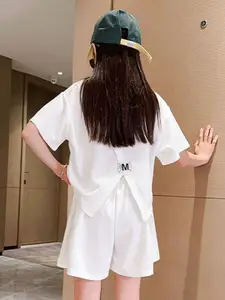 INCLUD Girls Heart Printed Round Neck Short Sleeve T-shirt With Shorts