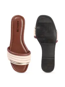 ADIVER Women Striped One Toe Flats