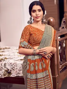 Mitera Printed Cotton Blend Ethnic Motifs Dabu Saree