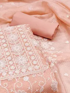 Peachmode Floral Embroidered Unstitched Dress Material