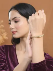 Voylla Brass American Diamond Gold-Plated Cuff Bracelet