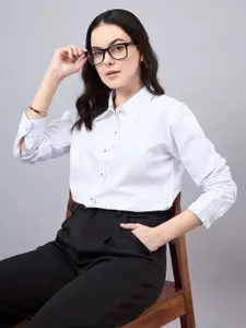 Style Quotient Women Smart Spread Collar Solid Formal Shirt