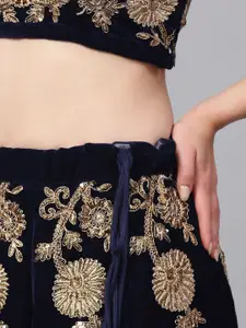 FABPIXEL Zari Embroidered Semi-Stitched Lehenga & Unstitched Blouse With Dupatta