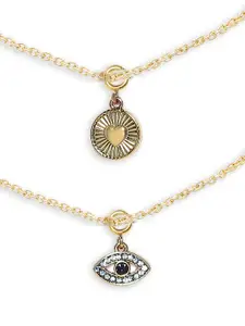 fabula Artificial Stones Heart & Evil Eye Charms Anklet