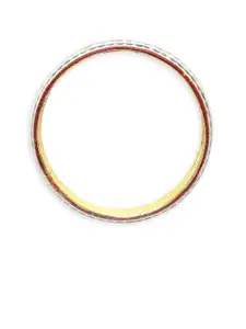 Anouk Gold-Toned Set Of 2 Meenakari Floral Design Textured Bangles