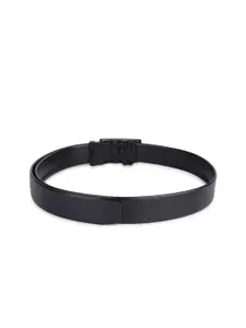 WINSOME DEAL Men Textured Slider Buckle Formal Belt