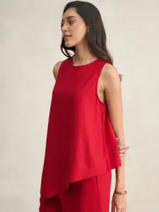 FEMMELLA Women Linen Round Neck Top