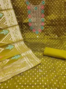 Peachmode Ethnic Motifs Sequinned Unstitched Dress Material