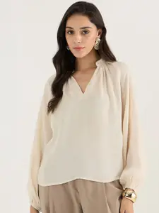 FEMMELLA Women Mandarin Collar Long Sleeves Top