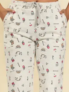 MAYSIXTY Pack Of 2 Printed Pure Cotton Mid-Rise Lounge Pants