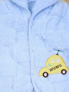 V-Mart Infants Boys Self Design Hooded Pure Cotton Shirt with Trousers