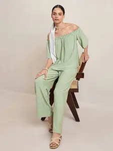 FEMMELLA Women Self Design Off-Shoulder Top