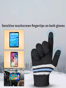 LOOM LEGACY Men Pack of 2 Striped Acrylic Winter Gloves