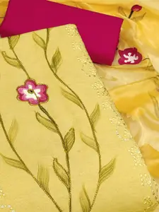 Peachmode Floral Embroidered Sequinned Pure Cotton Unstitched Dress Material