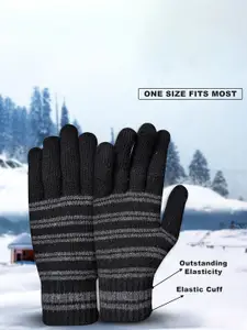 LOOM LEGACY Men Striped Acrylic Touchscreen Gloves