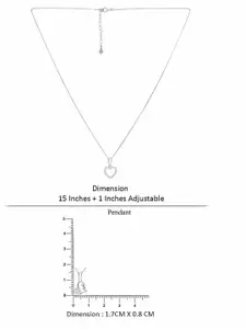 KAI JEWEL Sterling Silver Rhodium-Plated Cubic Zirconia Studded Heart Pendant With Chain