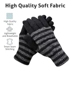 LOOM LEGACY Men Striped Acrylic Winter Gloves