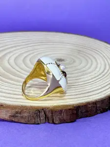 The Jewellery Tale Gold Plated Artificials Stone Studded Finger Ring