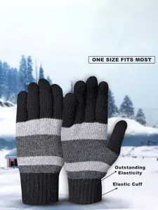 LOOM LEGACY Men Striped Acrylic Winter Gloves