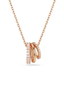 SWAROVSKI Rose Gold-Plated Cubic Zirconia Studded Pendants With Chains