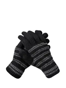 LOOM LEGACY Men Pack Of 2 Striped Acrylic Winter Gloves