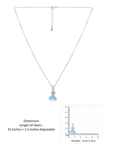 KAI JEWEL Rhodium-Plated Cubic Zirconia Studded Heart Shaped Pendant with Chain