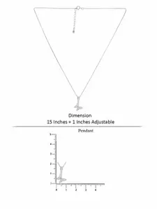 KAI JEWEL Rhodium-Plated Cubic Zirconia Studded Contemporary Pendant with Chain