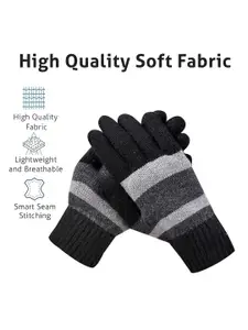 LOOM LEGACY Men Striped Acrylic Winter Gloves