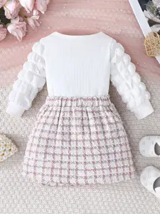 INCLUD Girls Top with Textured Skirt