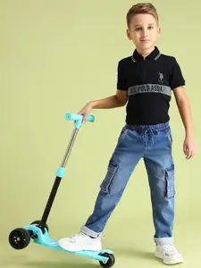 U.S. Polo Assn. Kids Boys Cotton Classic Heavy Fade Stretchable Cargo Jeans