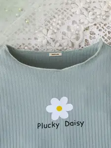 INCLUD Girls Self Design Round Neck Long Sleeves Top With Trouser