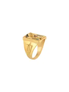 MEMOIR Men Gold Plated Hindu Spiritual Temple Tirupati Balaji Finger Ring