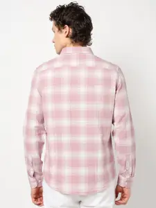 Blue Buddha Men Comfort Spread Collar Checked Cotton Tailored Fit Casual Shirt