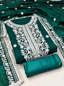 Maroosh Floral Embroidered  Thread Work Unstitched Dress Material